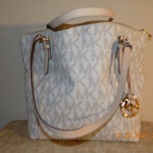 Michael Kors Signature Large White & Tan Tote